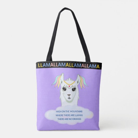 Cute Llama sur Sac fourre-tout bleu lavande (Dos)