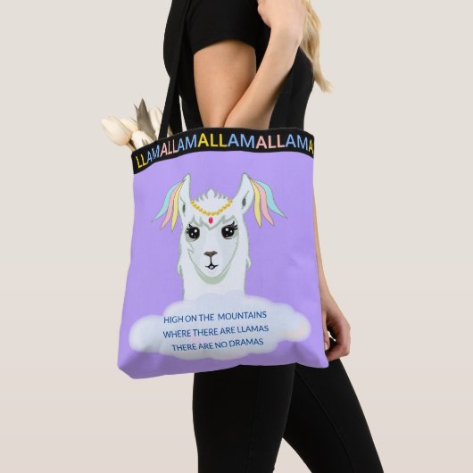 Cute Llama sur Sac fourre-tout bleu lavande (De près)