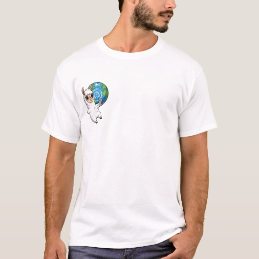 Cute Llama Taking Selfie with Planet Earth T-shirt (Voorkant)