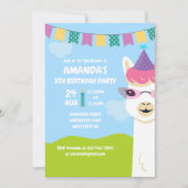 Cute Llama thème Anniversaire de enfant invitation (Devant)