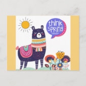 Cute Llama Think Spring Briefkaart (Voorkant)