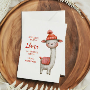 Cute Llama Valentijnsdag Kaart voor Kinderen Klasl Notitiekaartje