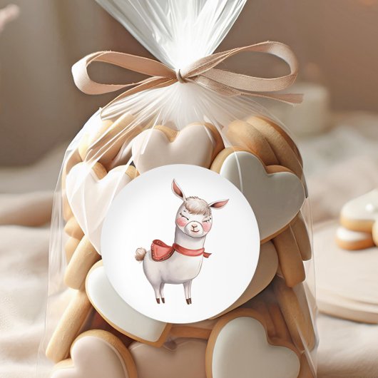 Cute Llama Valentine's Day Label, Valentine Ronde Sticker