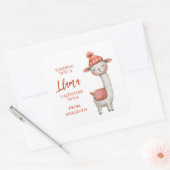 Cute Llama Valentine's Day Label, Valentine Vierkante Sticker (Envelop)