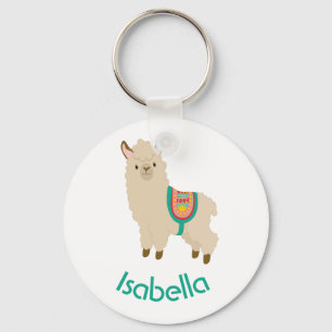 Cute Llama Voeg Jouw naam Blauwgroen Text Sleutelh Sleutelhanger
