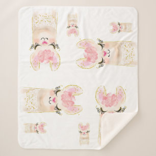 Cute Llama Waterverf Sherpa Blanket Deken