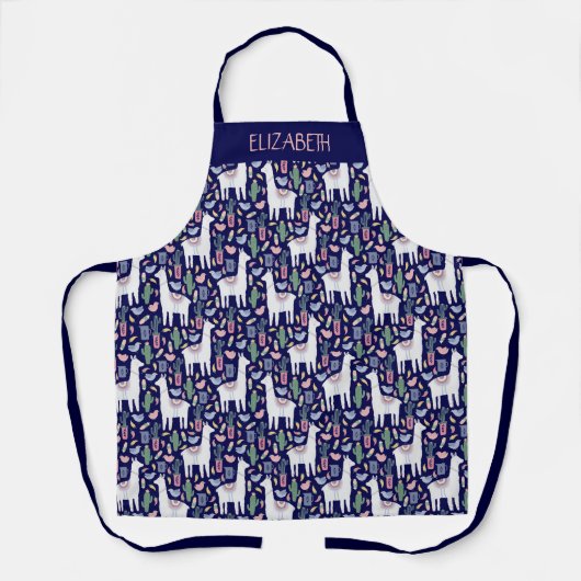 Cute Llama Whimsical Botanical Pattern Schort (Voorkant)