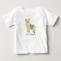 Cute Llama Whimsical Personalized Baby T-Shirt