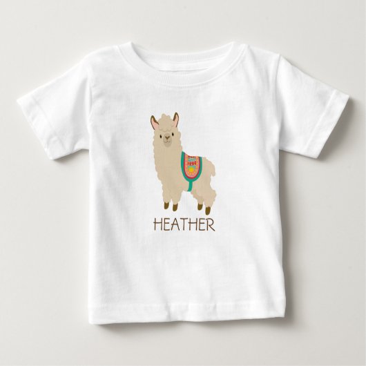 Cute Llama Whimsical Personalized Baby T-Shirt (Voorkant)