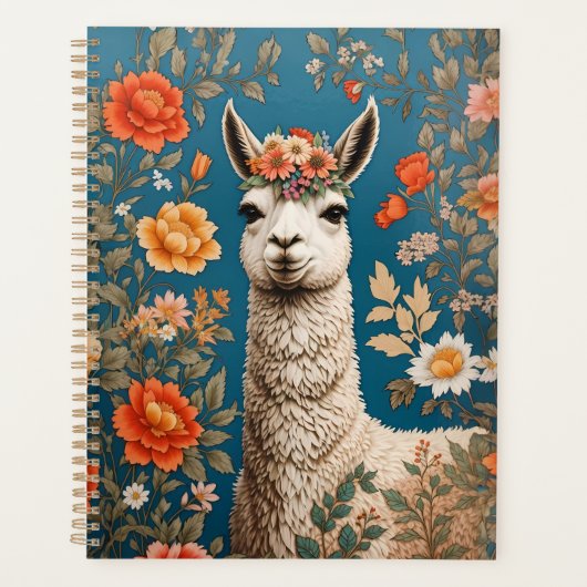 Cute Llama William Morris Inspiré Floral (Devant)