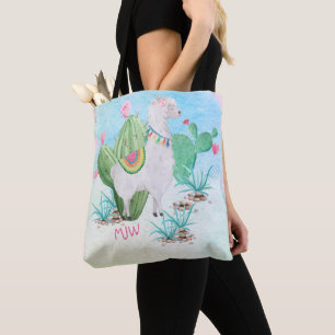 Cute Lllama Waterverf Scène Gepersonaliseerde Kin Draagtas