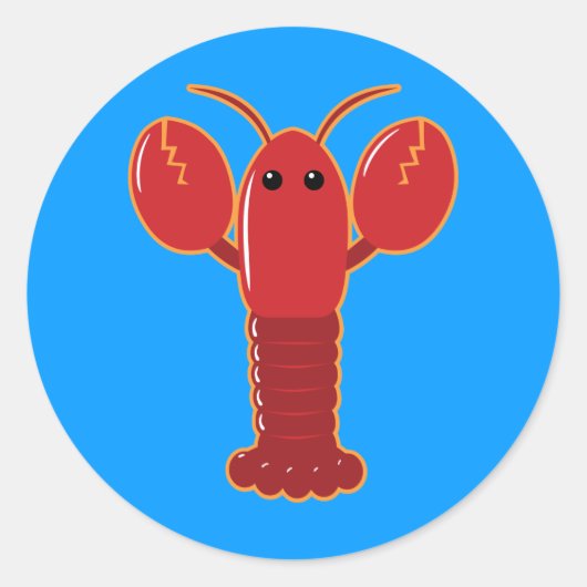 Cute Lobster Ronde Sticker (Voorkant)