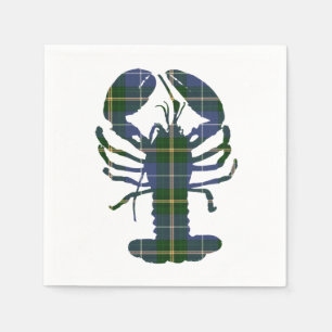 Cute Lobster tartan Nautical strand paper inapkins Servetten