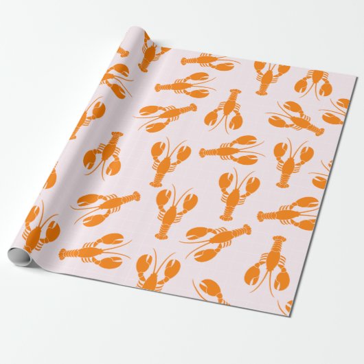 Cute Lobster Wrapping Paper Cadeaupapier (Uitgerold)