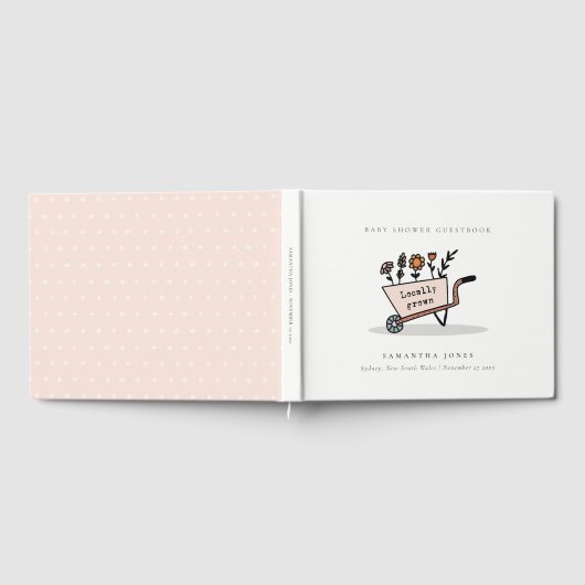 Cute locally Grown Blush Floral Cart Baby shower Gastenboek (Volledig)