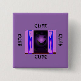 CUTE_LOGO_PINK_BLACK VIERKANTE BUTTON 5,1 CM