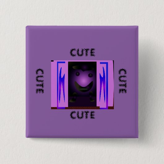 CUTE_LOGO_PINK_BLACK VIERKANTE BUTTON 5,1 CM (Voorkant)