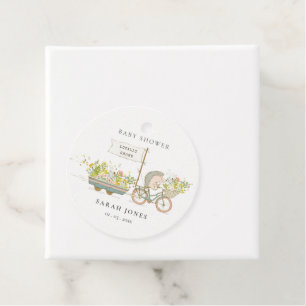 Cute lokaal gekweekte egel Flora Bike Baby shower Bedankjes Labels