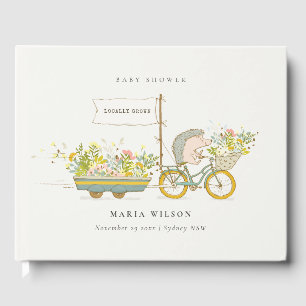 Cute lokaal gekweekte egel Flora Bike Baby shower Gastenboek