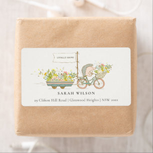 Cute lokaal gekweekte egel Floral Bike Address Etiket
