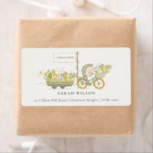 Cute lokaal gekweekte egel Floral Bike Address Etiket