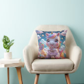 Cute Lollipop Unicorn Coussin - Nom modifiable (Chaise)