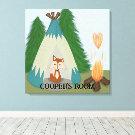 Cute Lone Fox Canvas Afdruk (Insitu (Houten vloer))
