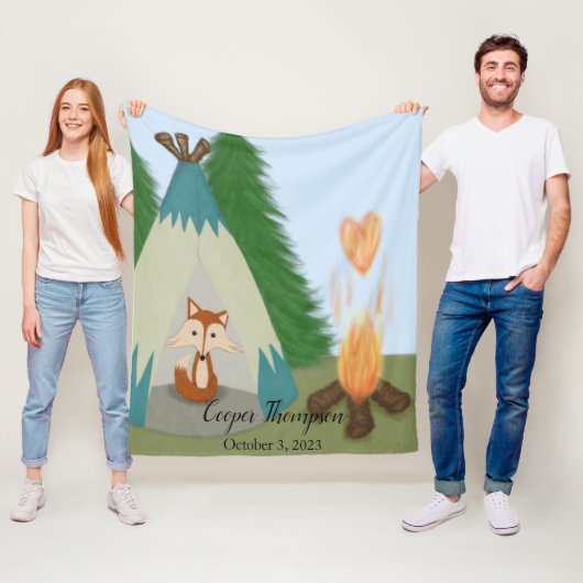 Cute Lone Fox Fleece Deken (In situ)