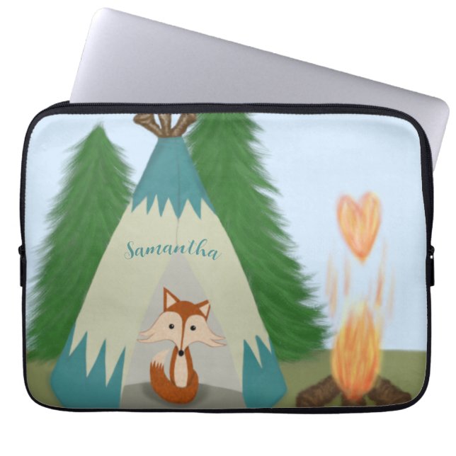 Cute Lone Fox Laptop Sleeve (Voorkant)
