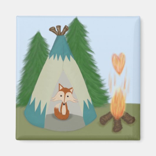 Cute Lone Fox Magneet (Voorkant)
