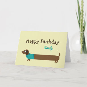 Cute Long Dachshund Illustratie Kaart