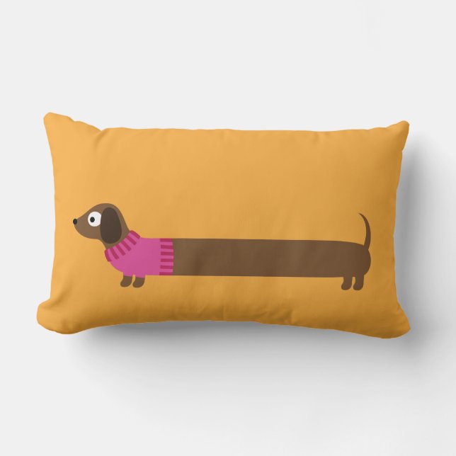 Cute Long Dachshund Illustratie Kussen (Voorkant)
