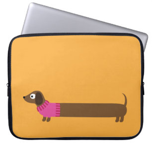 Cute Long Dachshund Illustratie Laptop Sleeve