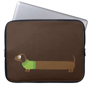 Cute Long Dachshund Illustratie Laptop Sleeve