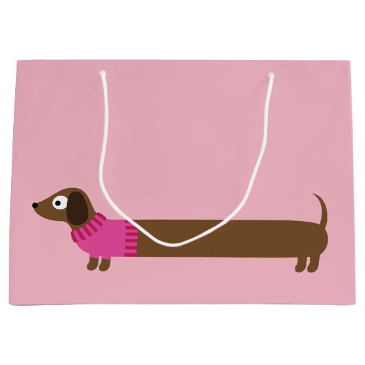 Cute Long Dachshund Illustratie Large Cadeauzakje (Voorkant)