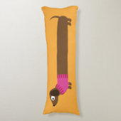 Cute Long Dachshund Illustratie Lichaamskussen (Voorkant Verticaal)