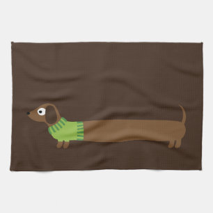 Cute Long Dachshund Illustratie Theedoek