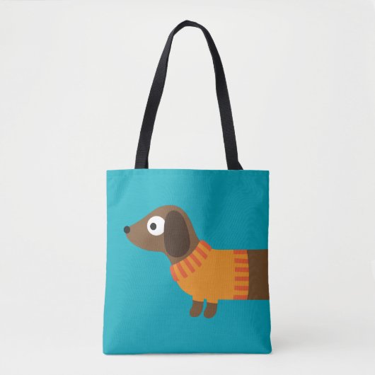 Cute Long Dachshund Illustratie Tote Bag (Voorkant)
