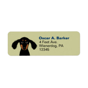Cute Long Hazard Dachshund Dog Return Address Etiket