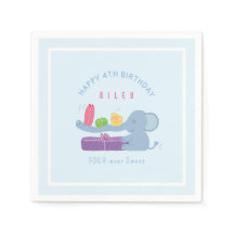 Cute Long-Nosed Elephant & Gifts Paper Napkins