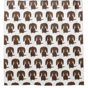 Cute Longhaire Chocolate Brown Dachshund Pattern Douchegordijn