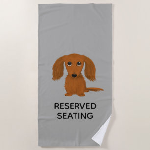 Cute Longhaire Red Dachshund met aangepaste tekst Strandlaken