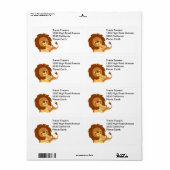 Cute Lote Cartoon Lion Papa & Cub Étiquette de liv (Feuille entière)