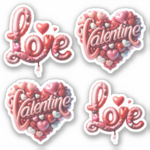 Cute Love 3d Red Hearts Valentines Stickers Jour