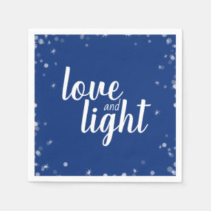 Cute Love and Light Stars Hanukkah Snowy Holiday Servet