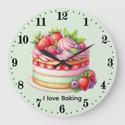 Cute love baking customizable grote klok (Voorkant)