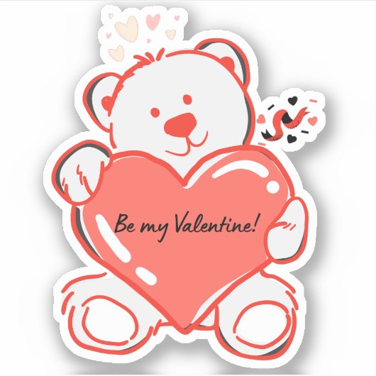 Cute Love "Be My Valentijn" scrapbook Sticker (Voorkant)
