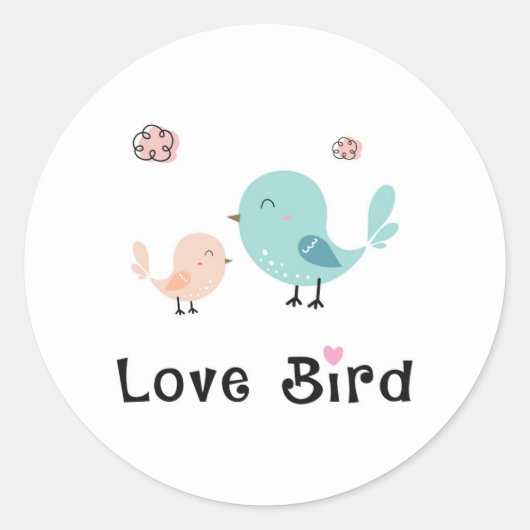 Cute Love Bird Ronde Sticker (Voorkant)