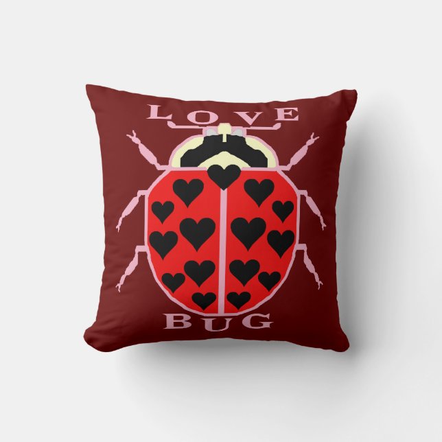 Cute Love Bug Valentijnsdag Ladybug Kussen (Voorkant)