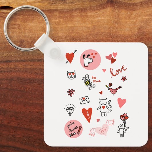 Cute Love Cartoon Sleutelhanger (Voorkant)